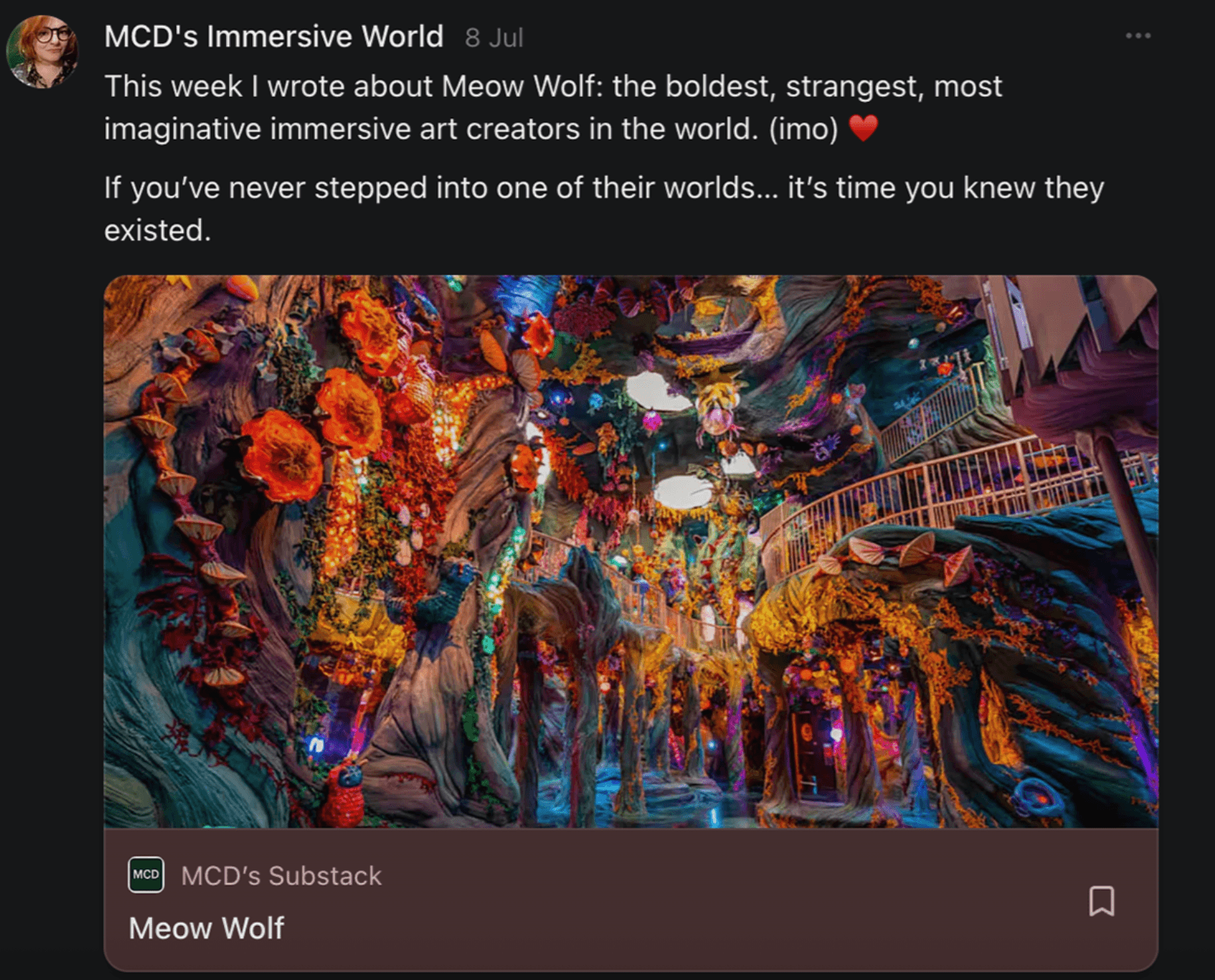 Substack  — Meow Wolf